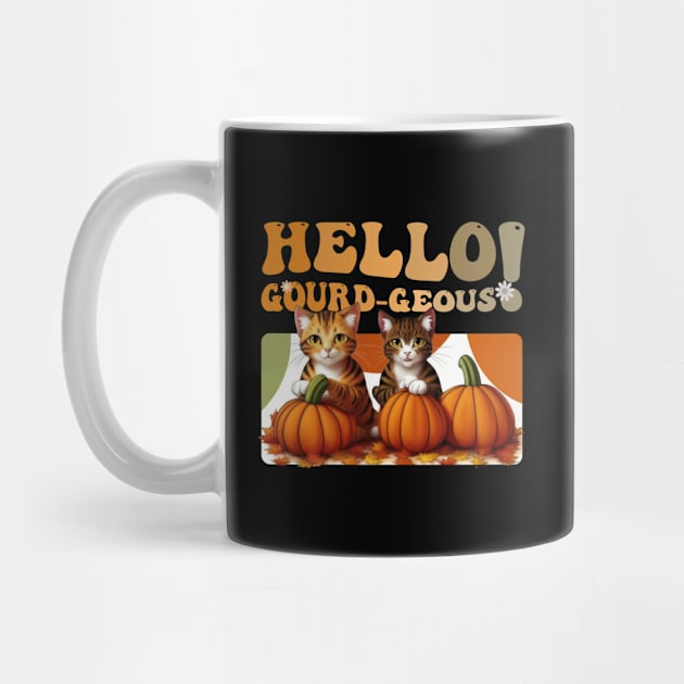 Hello Gourd-geous Cats - Whimsical Feline Fun by Rishirt